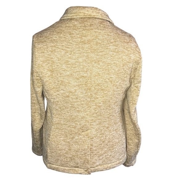 Lands End Neutral Tone Fleece/Sweater Button Blazer Jacket Size L Tan Comfy NWT - Picture 2 of 10